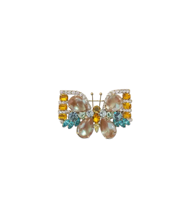Loren Hope Butterfly Small brosje aqua topaz crystal
