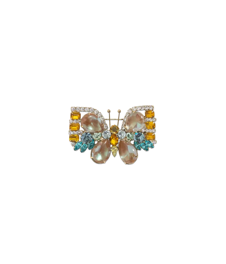 Loren Hope Butterfly Small brosje aqua topaz crystal