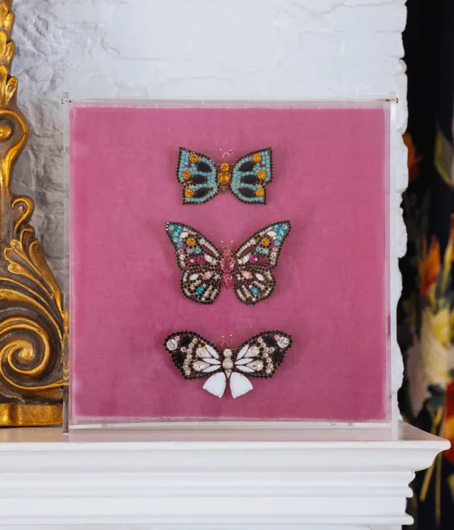 Loren Hope Butterfly Trio brosjesett 3 stk turkis