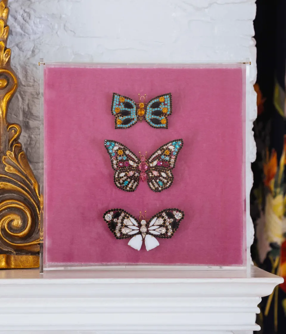 Loren Hope Butterfly Trio brosjesett 3 stk turkis