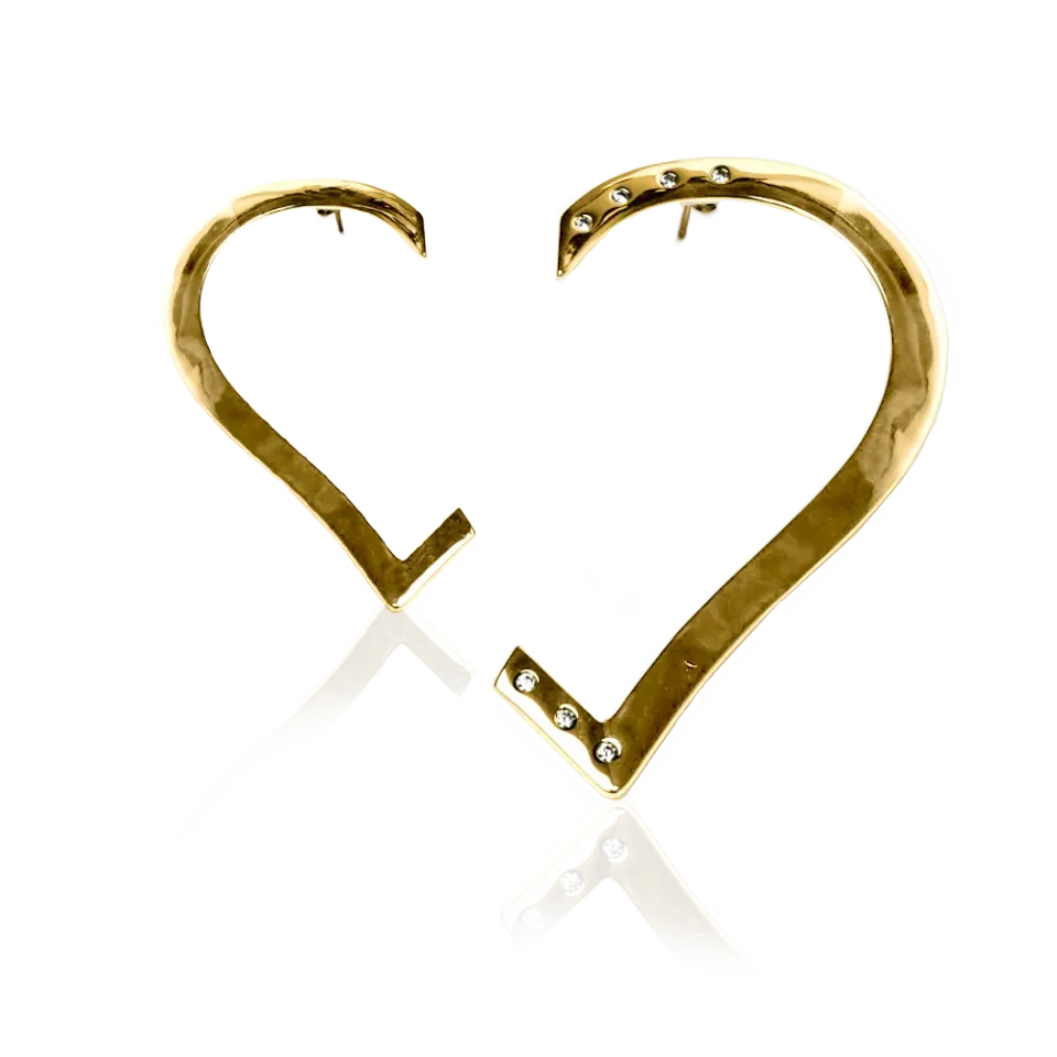 IOAKU Half Heart øredobber gull kirurgisk stål
