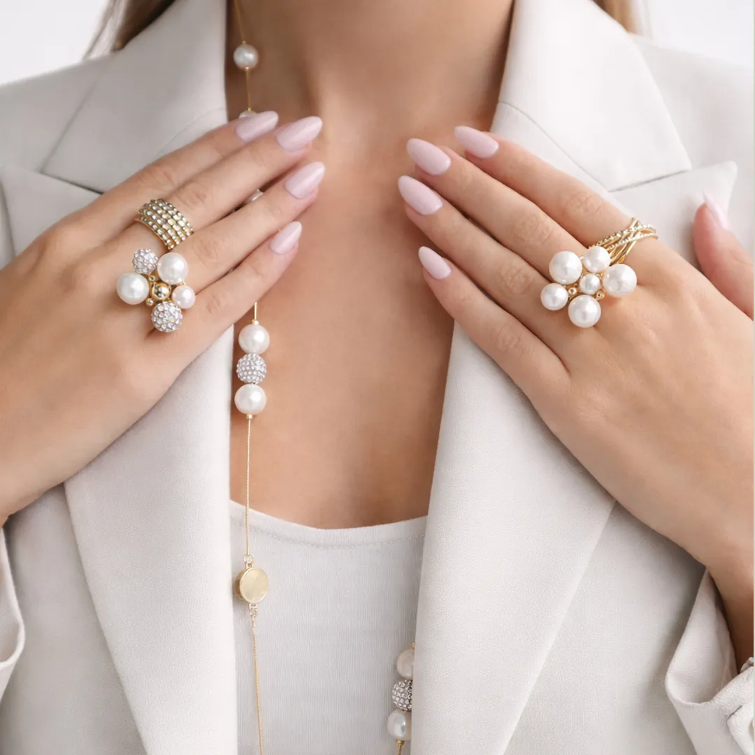 IOAKU Berry Pearl Maxi ring gull justerbar