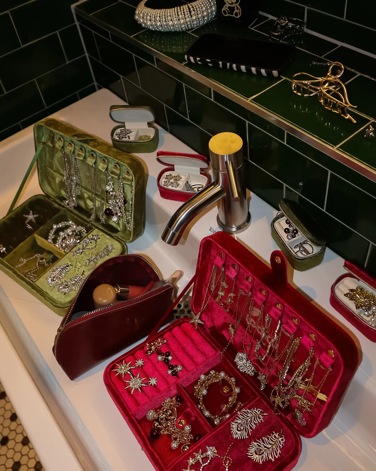 IOAKU Jewelry Box smykkeskrin rød fløyel