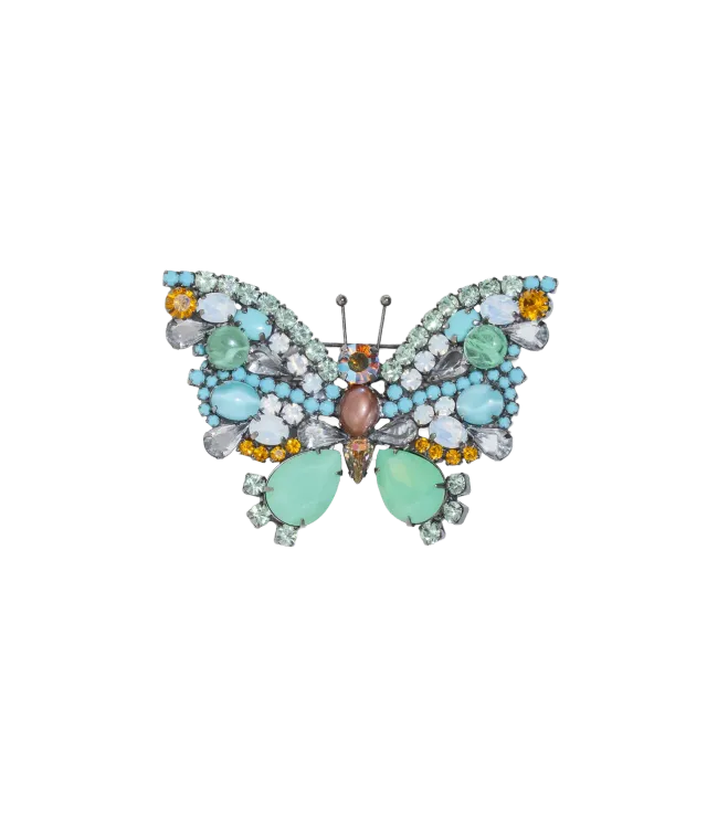Loren Hope Large Butterfly in Pacific Opal / Turquoise / White Opal brosje