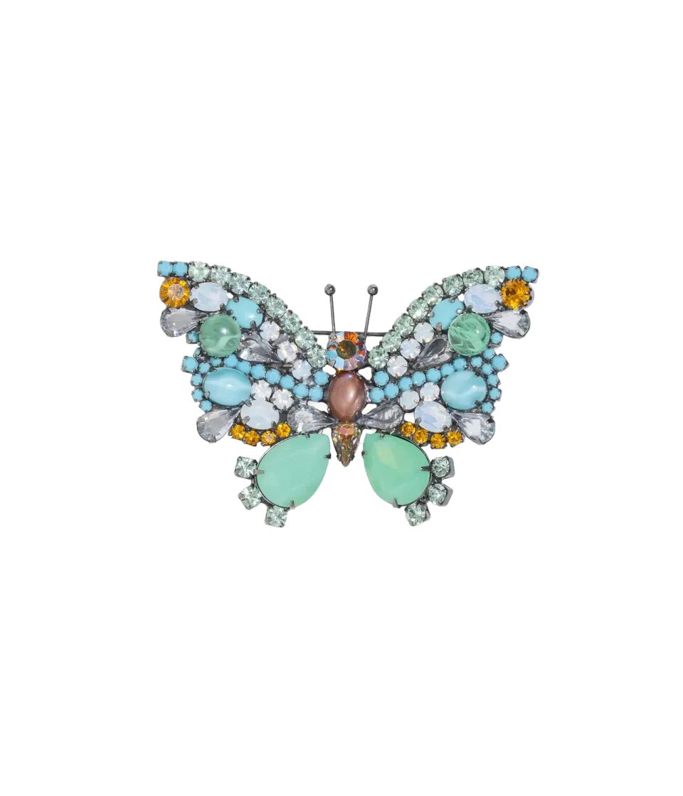 Loren Hope Large Butterfly in Pacific Opal / Turquoise / White Opal brosje