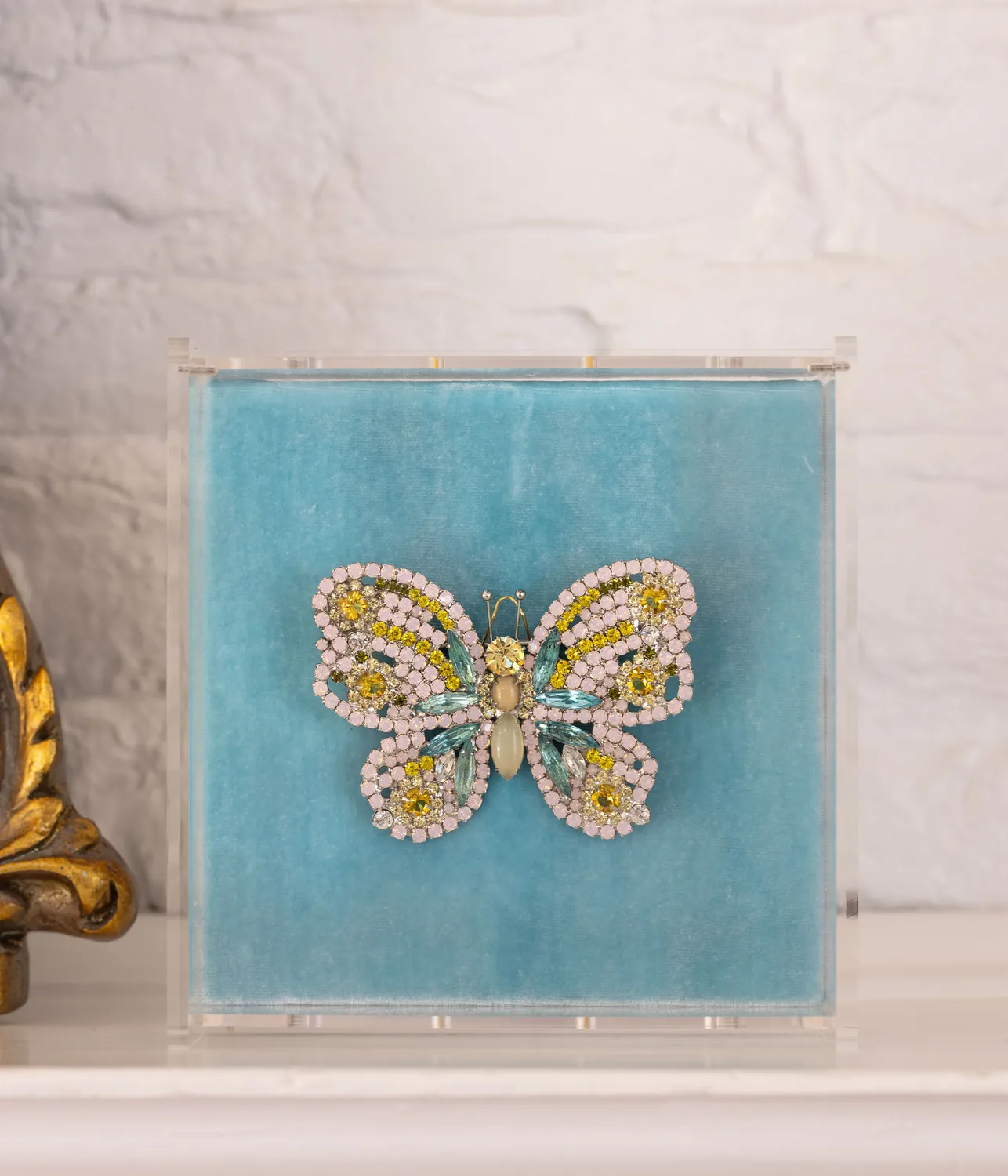 Loren Hope Butterfly Large Butterfly Rose Opal Aqua Citrine brosje