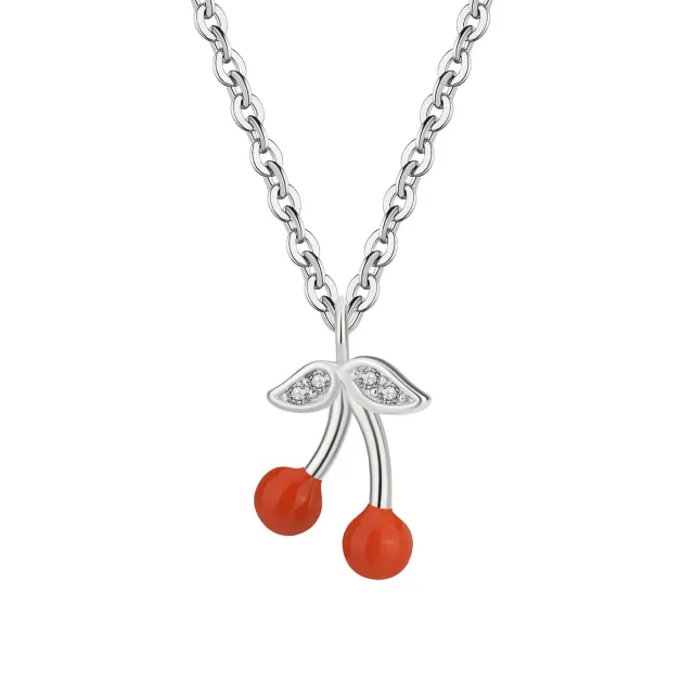 Wioga Cherry halskjede sølv oransje 45+5 cm