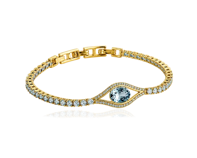 IOAKU Elecktra Sparkle Eye armbånd blå gull 17,5 cm