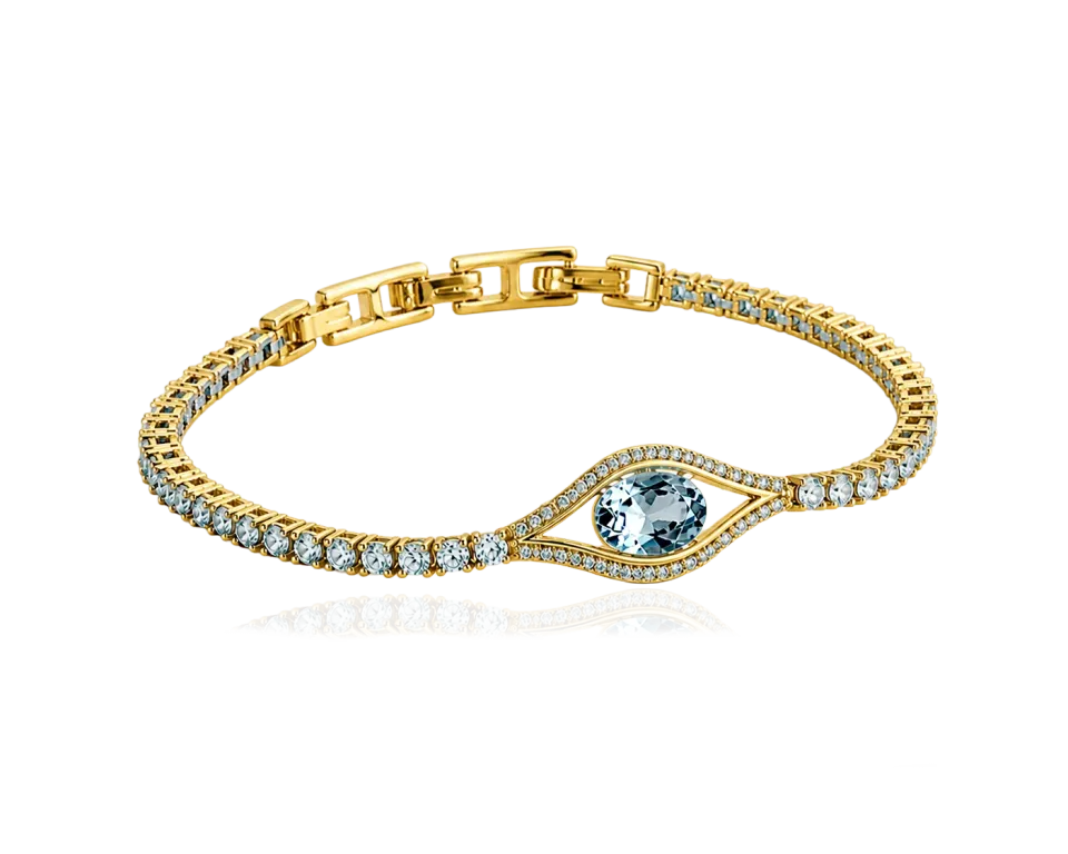 IOAKU Elecktra Sparkle Eye armbånd blå gull 17,5 cm