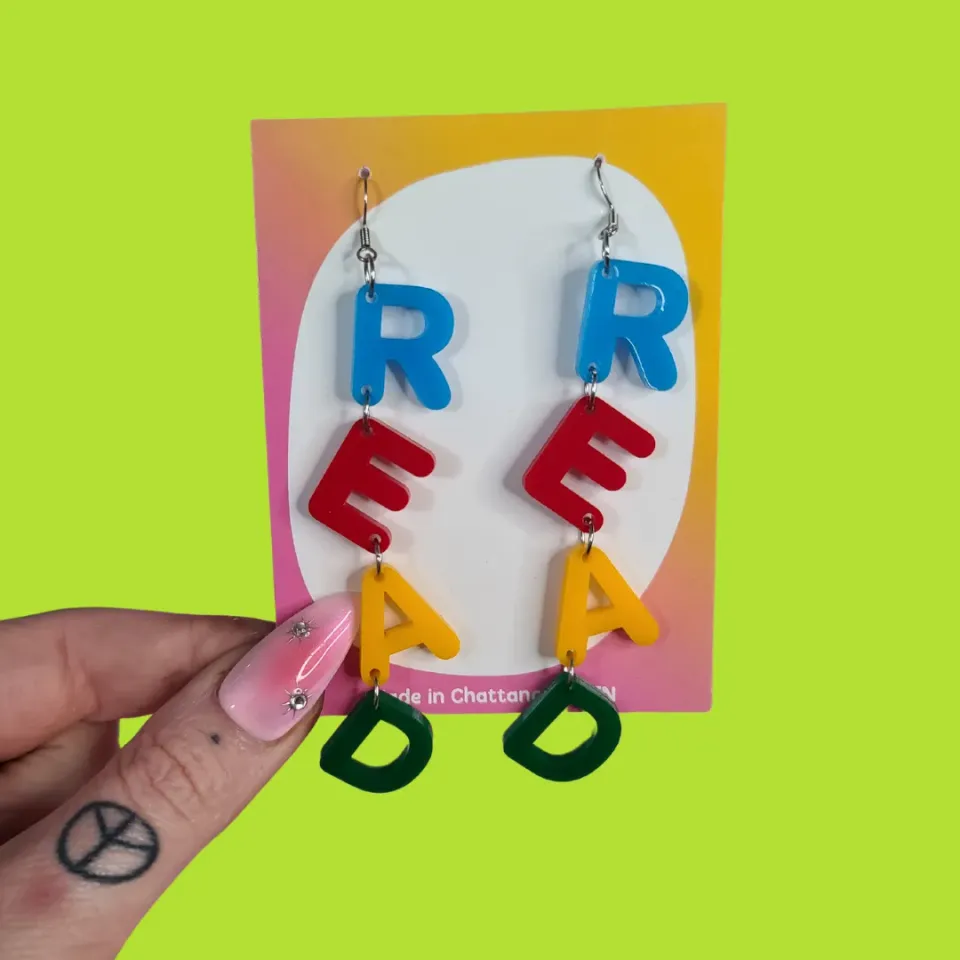 MiniKitty READ Teacher øredobber statement akryl