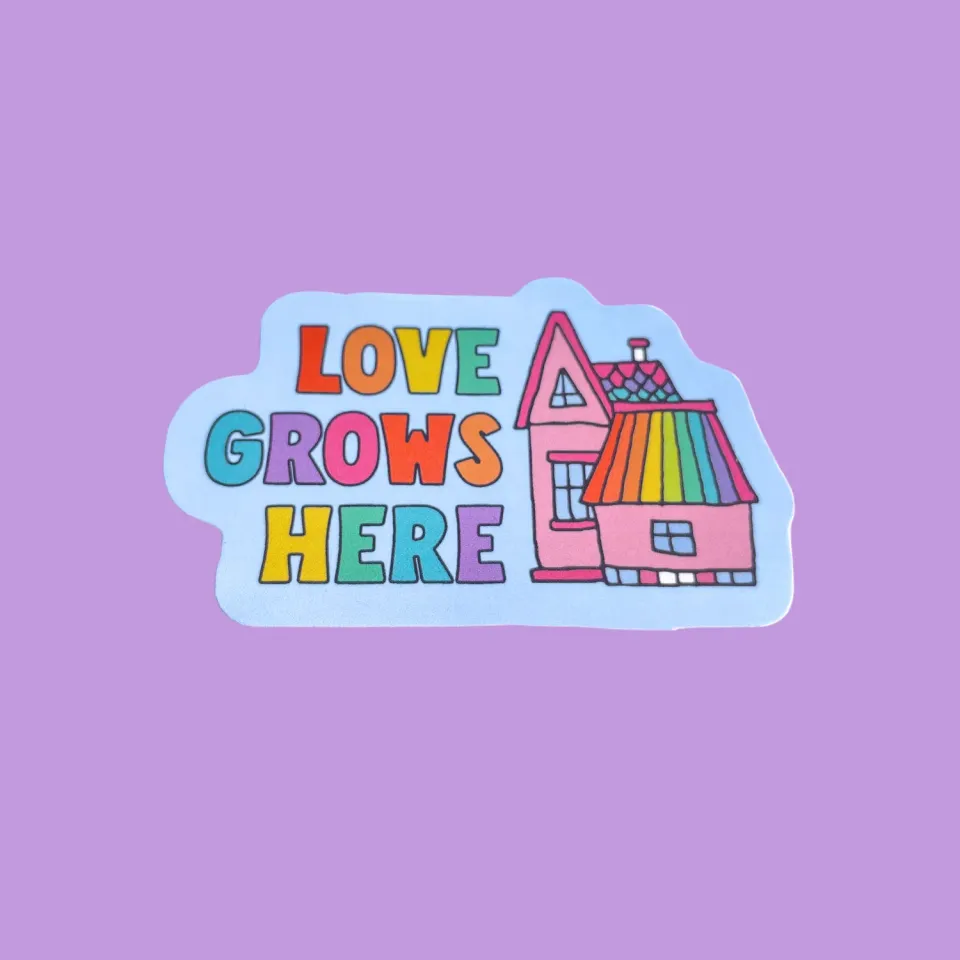 MiniKitty Love Grows Here klistremerke 7,6 cm vinyl vanntett