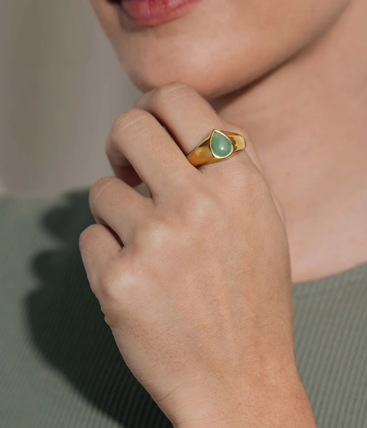 Loren Hope Evelune ring Green amazonitt 1 cm