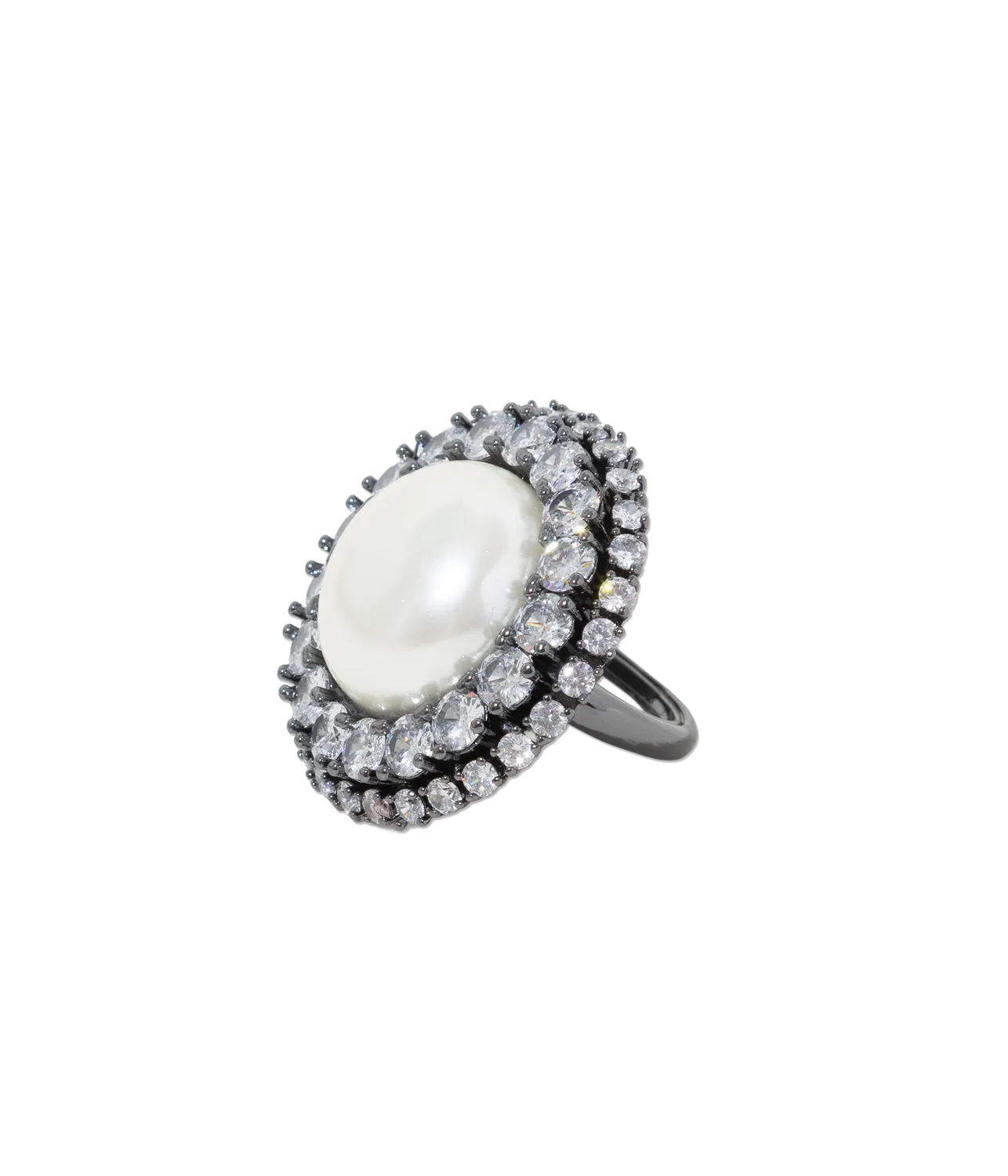 Loren Hope Evelina cocktailring pearl justerbar hematitt