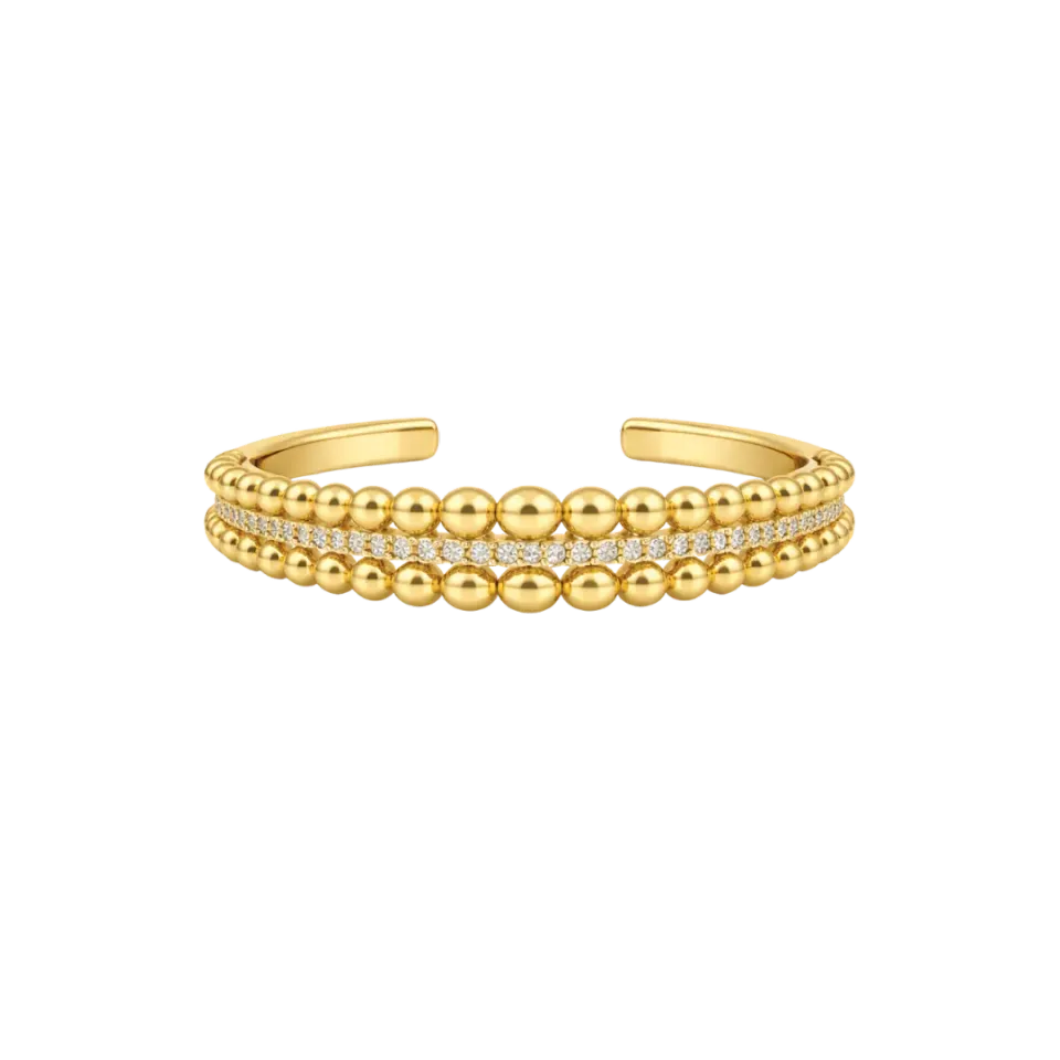 IOAKU Bubble Pavé cuff armbånd gull krystaller