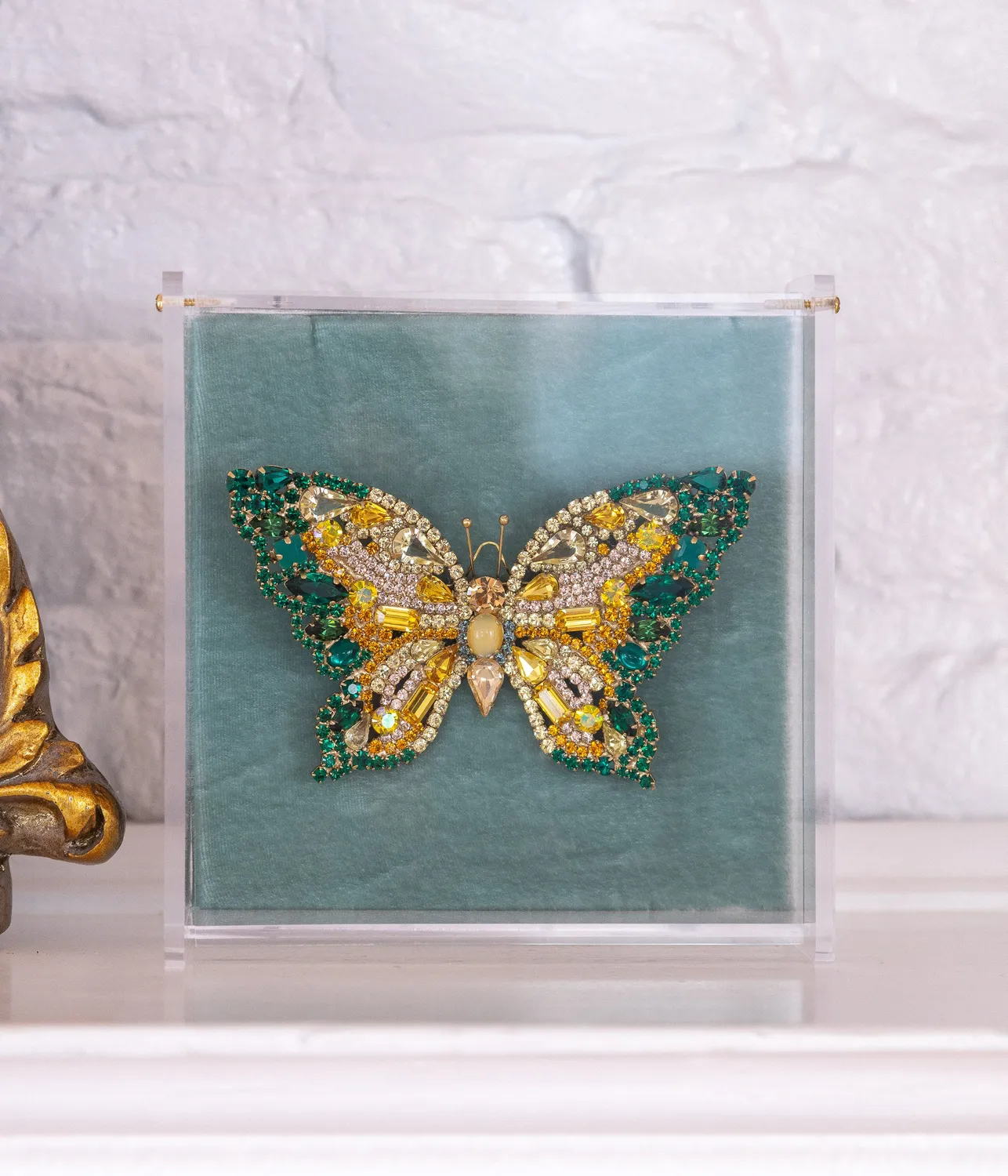 Loren Hope X-Large Butterfly brosje smaragd topas sitrin