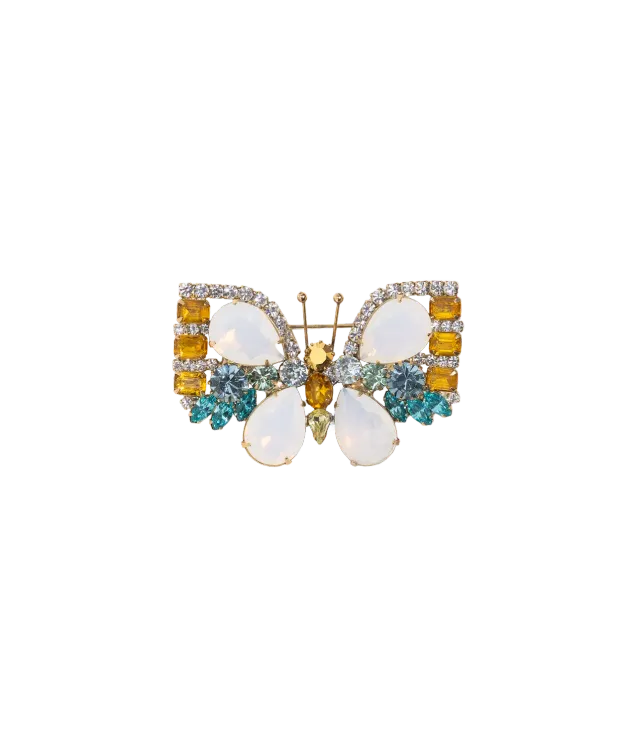 Loren Hope Butterfly brosje hvit opal unik