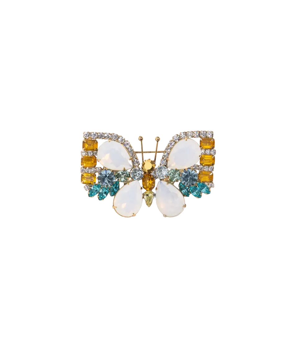 Loren Hope Butterfly brosje hvit opal unik