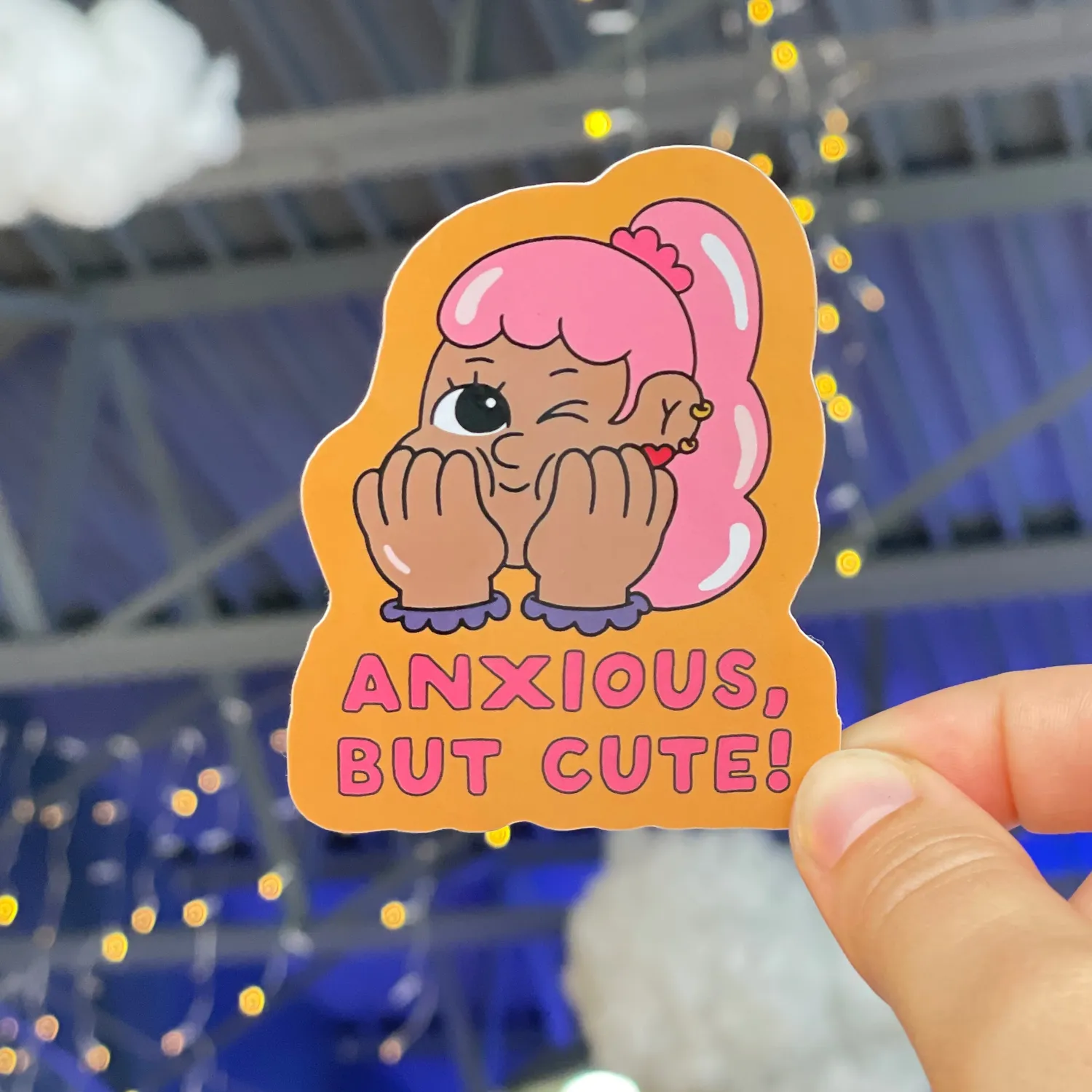 MiniKitty Anxious But Cute klistremerke vinyl 7,6 cm