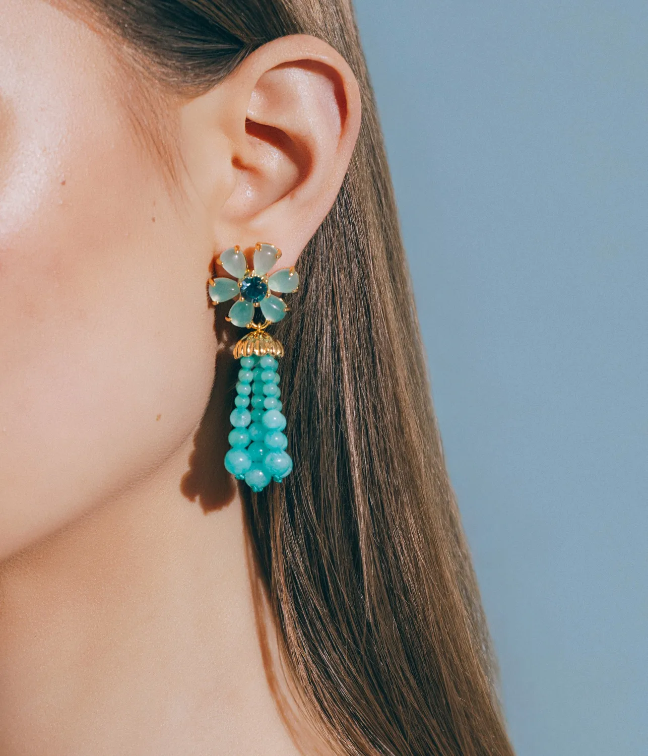 Loren Hope Talia Tassel øredobber Aqua 5,7 cm dusk