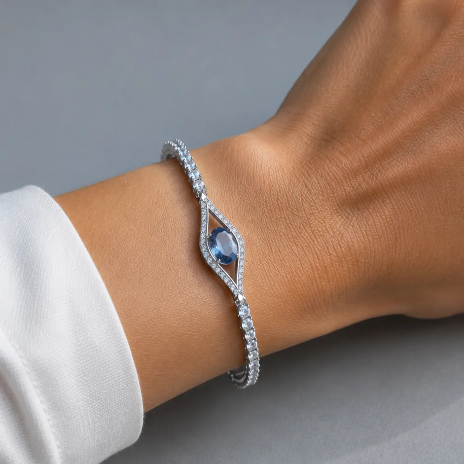 IOAKU Elecktra Sparkle Eye armbånd blå gull 17,5 cm