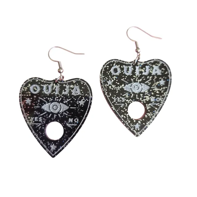 MiniKitty Ouija Planchettes øredobber glitter svart