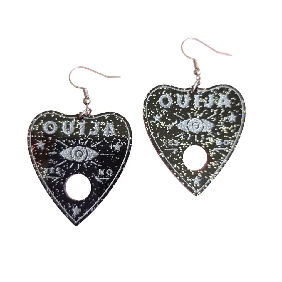 MiniKitty Ouija Planchettes øredobber glitter svart