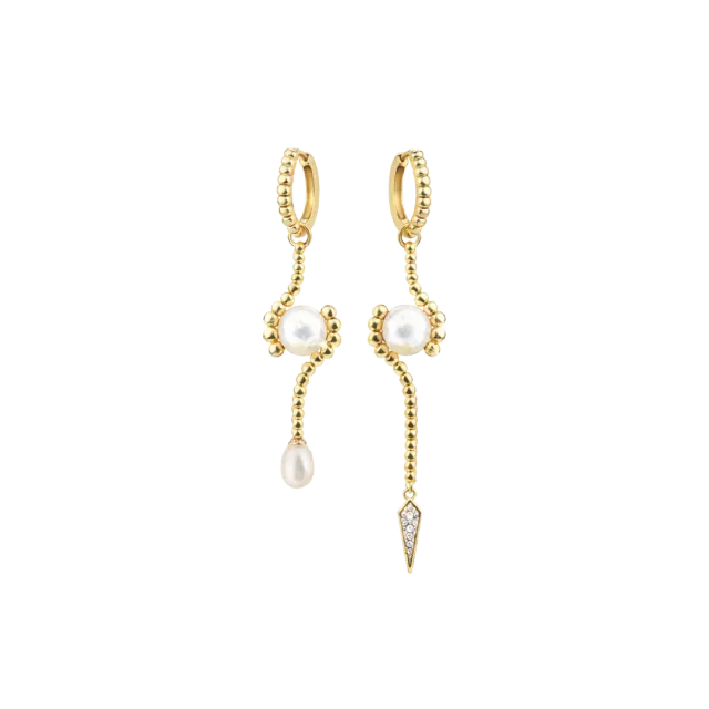 IOAKU Sculptural Pearl Hoop øringer gull perle organisk