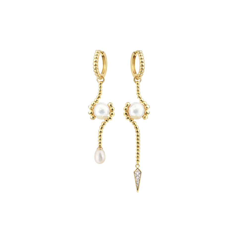 IOAKU Sculptural Pearl Hoop øringer gull perle organisk