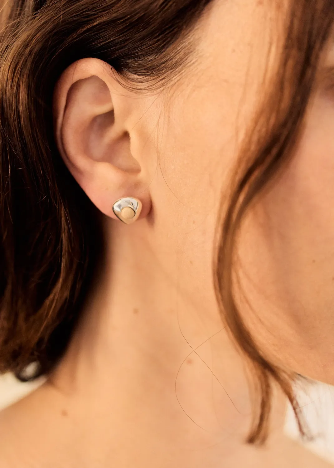 Studio Bille Vera Studs øredobber sølv 1 cm marmor