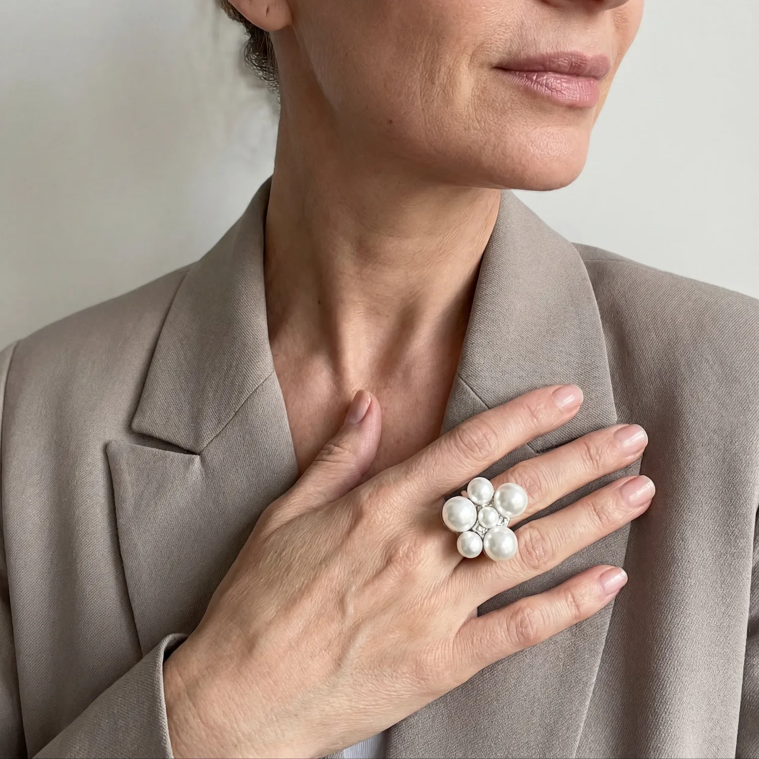 IOAKU Berry Pearl Maxi ring gull justerbar