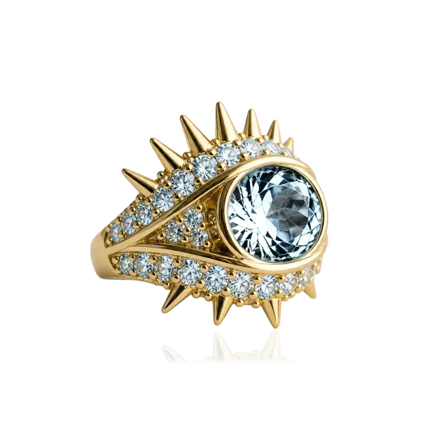 IOAKU Elecktra Sparkle Eye ring gull blå str 8