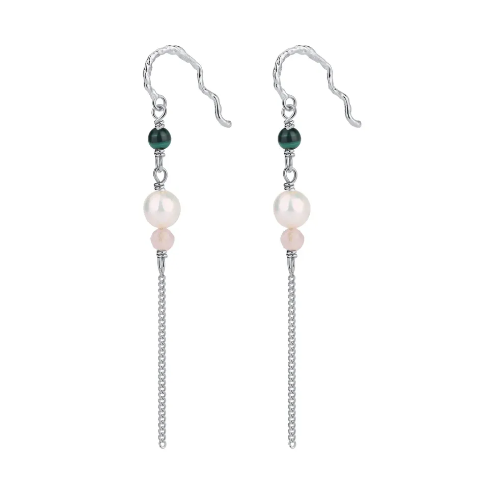Wioga Carmela E-8307-S øredobber sølv perle 6 cm