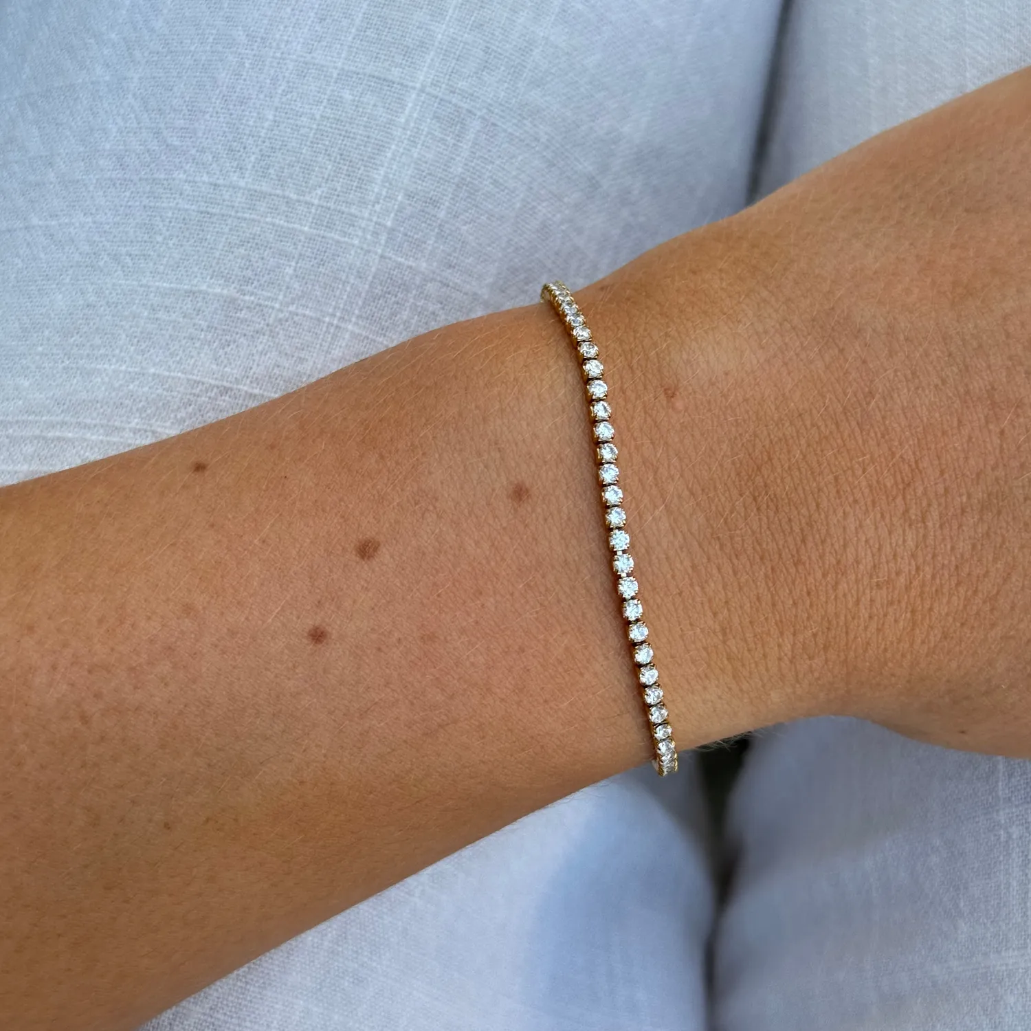 IOAKU Tennis Crystal armbånd 3 mm hvit gull