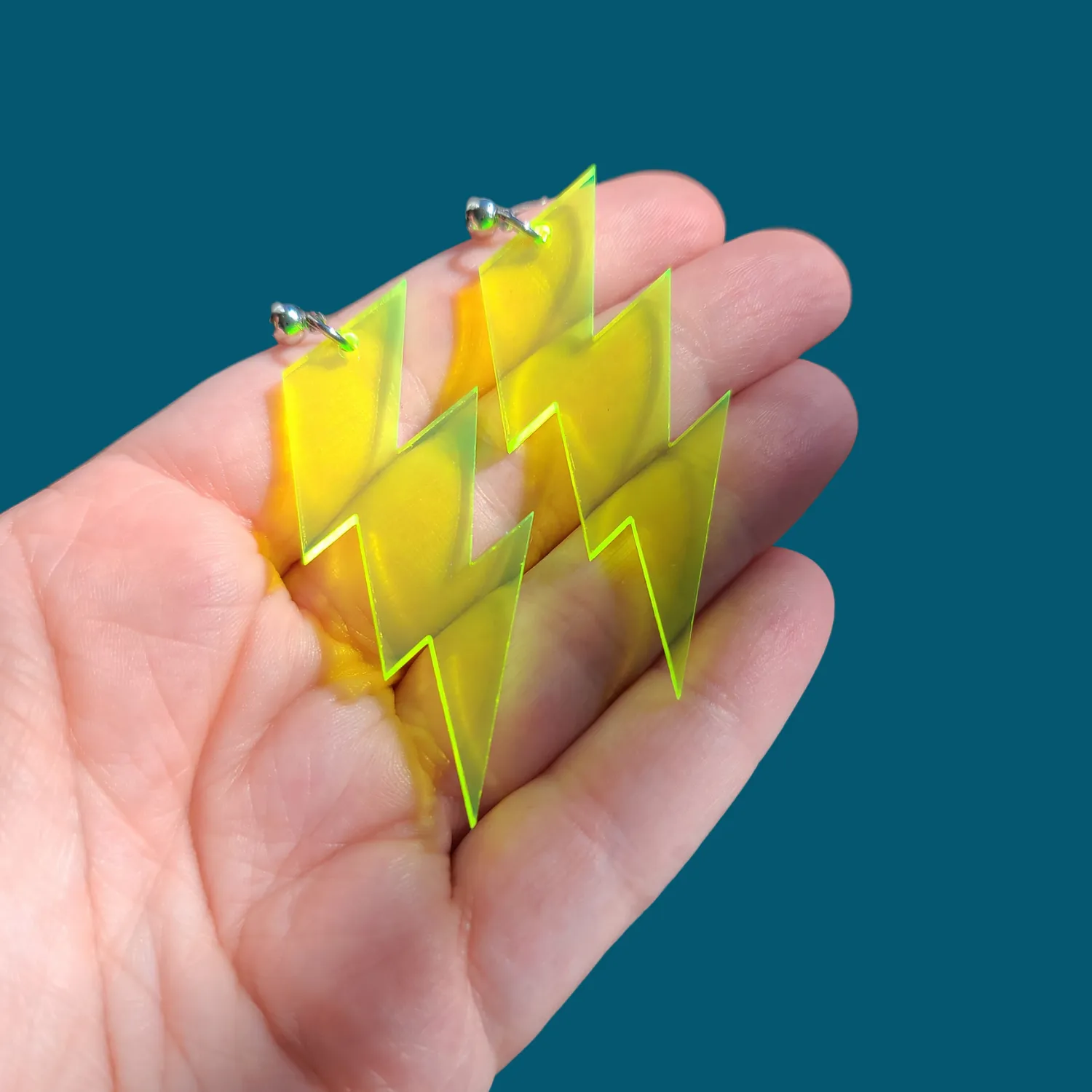 MiniKitty Lightning Bolts Neon Green øredobber akryl