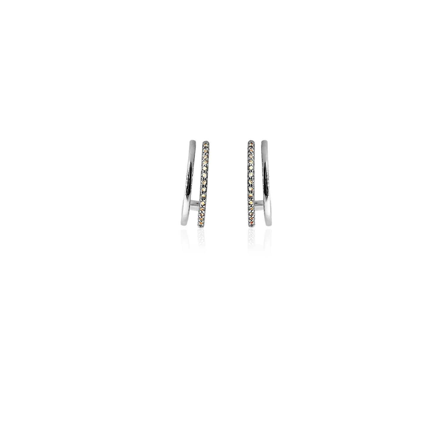 IOAKU Plain Crystal Twin Loop øredobber brun gull