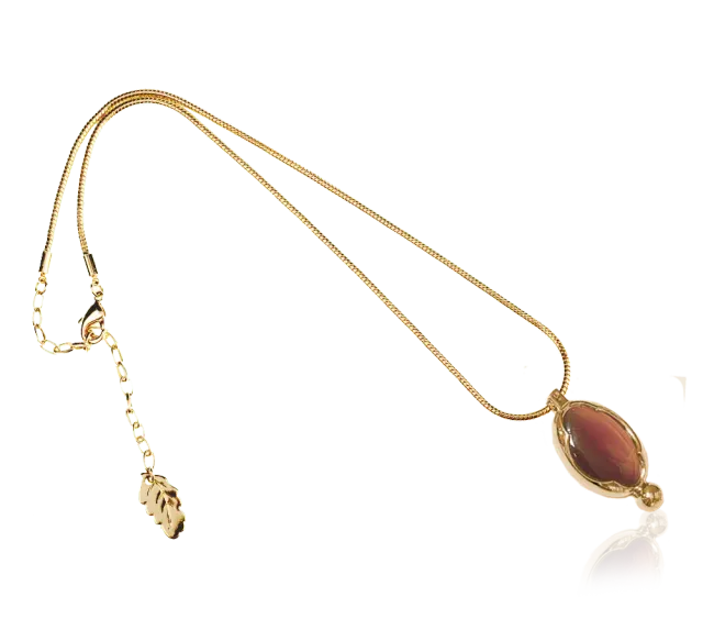 IOAKU Oyster Amulet 45 halskjede walnut brown messing