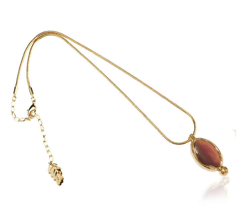IOAKU Oyster Amulet 45 halskjede walnut brown messing