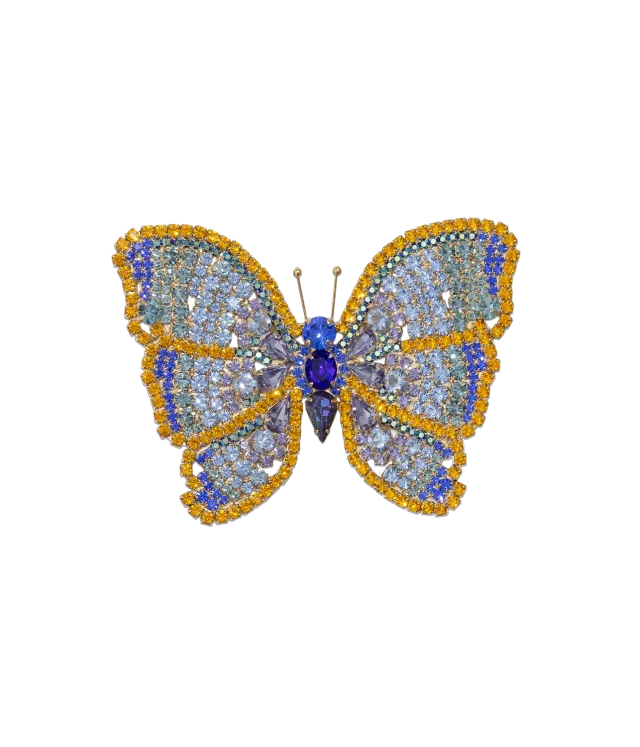Loren Hope X-Large Butterfly Topaz Sapphire brosje unik