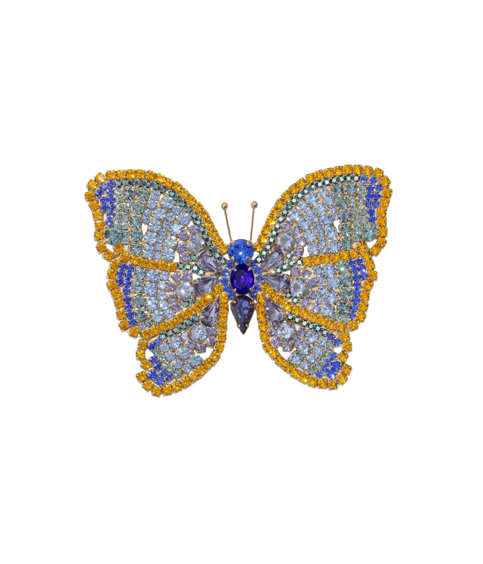 Loren Hope X-Large Butterfly Topaz Sapphire brosje unik