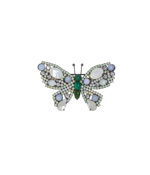 Loren Hope Butterfly Medium brosje perlemor jade unik