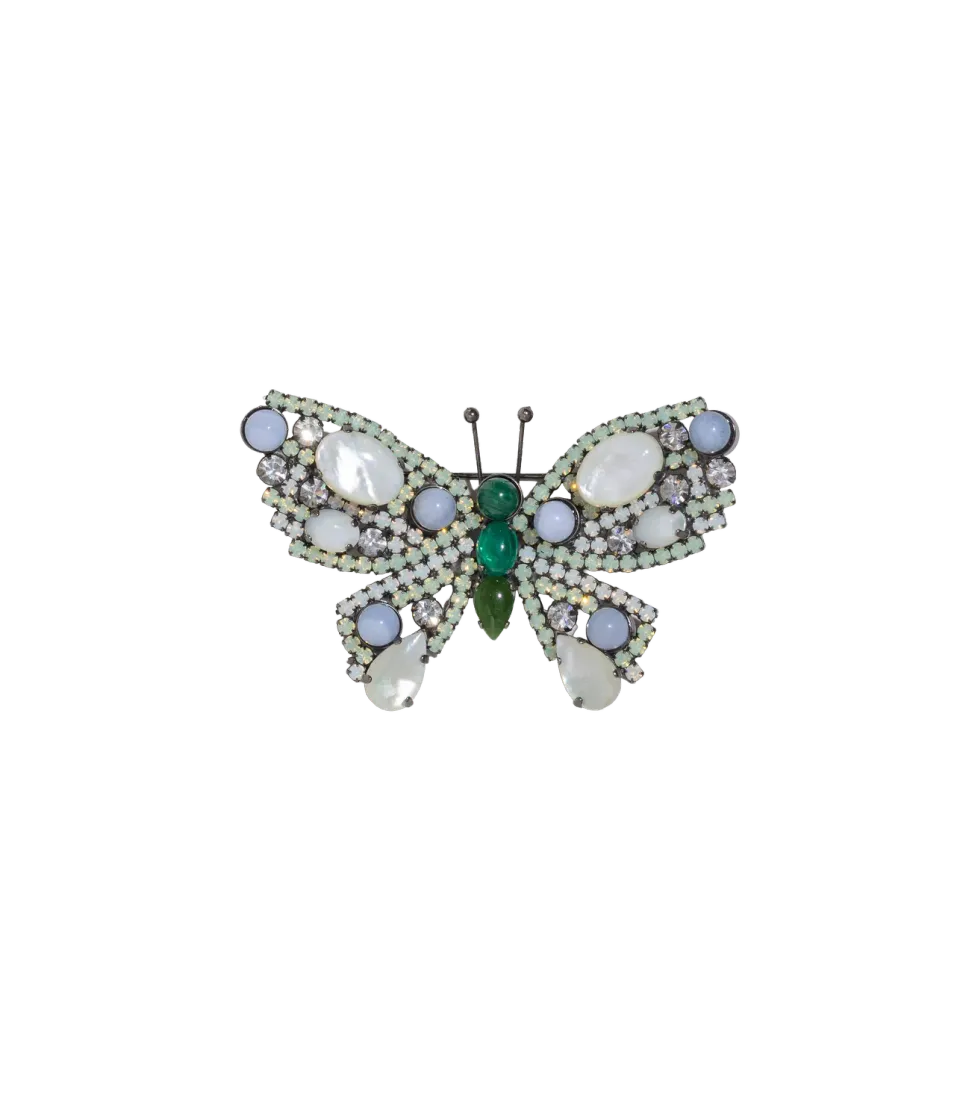 Loren Hope Butterfly Medium brosje perlemor jade unik