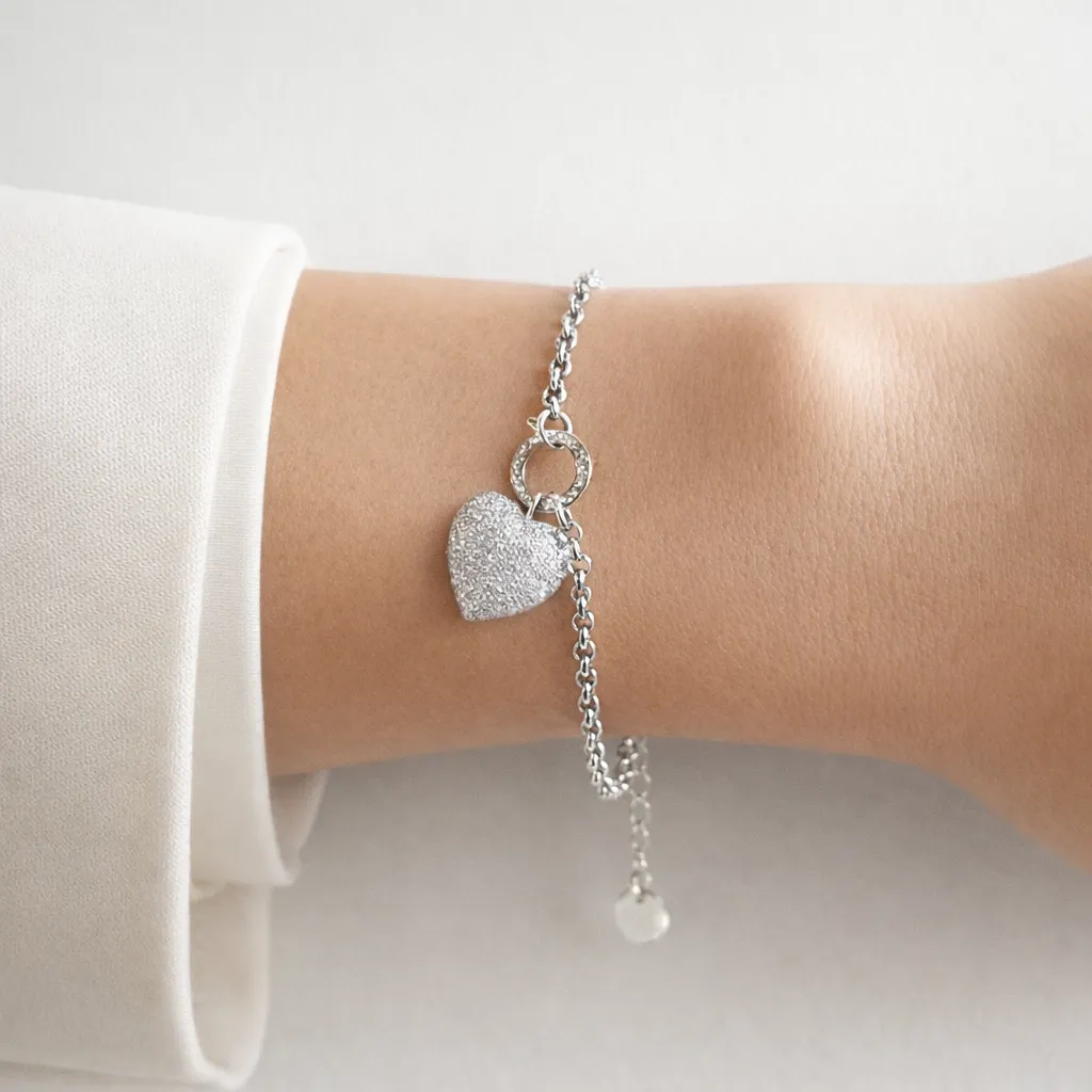 IOAKU Heart of Pavé hjertearmbånd gull krystall