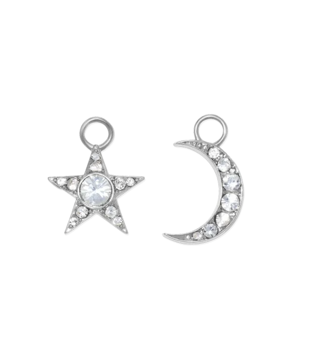 Loren Hope Moon and Star Huggie charms gull