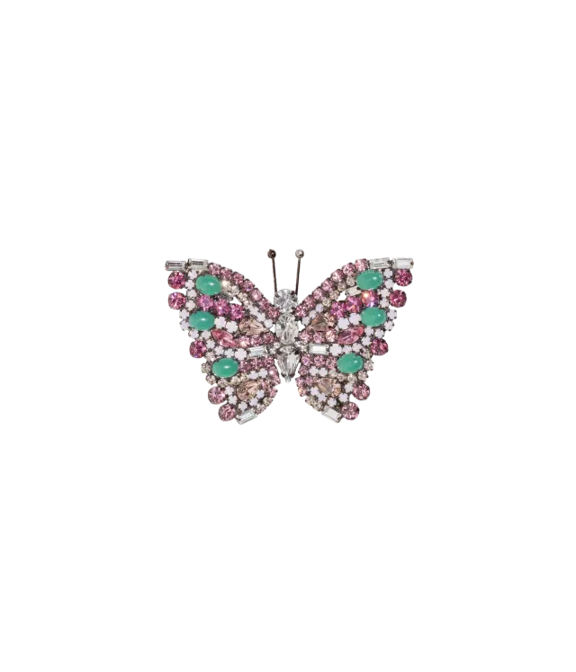Loren Hope Small Butterfly brosje chrysoprase rose