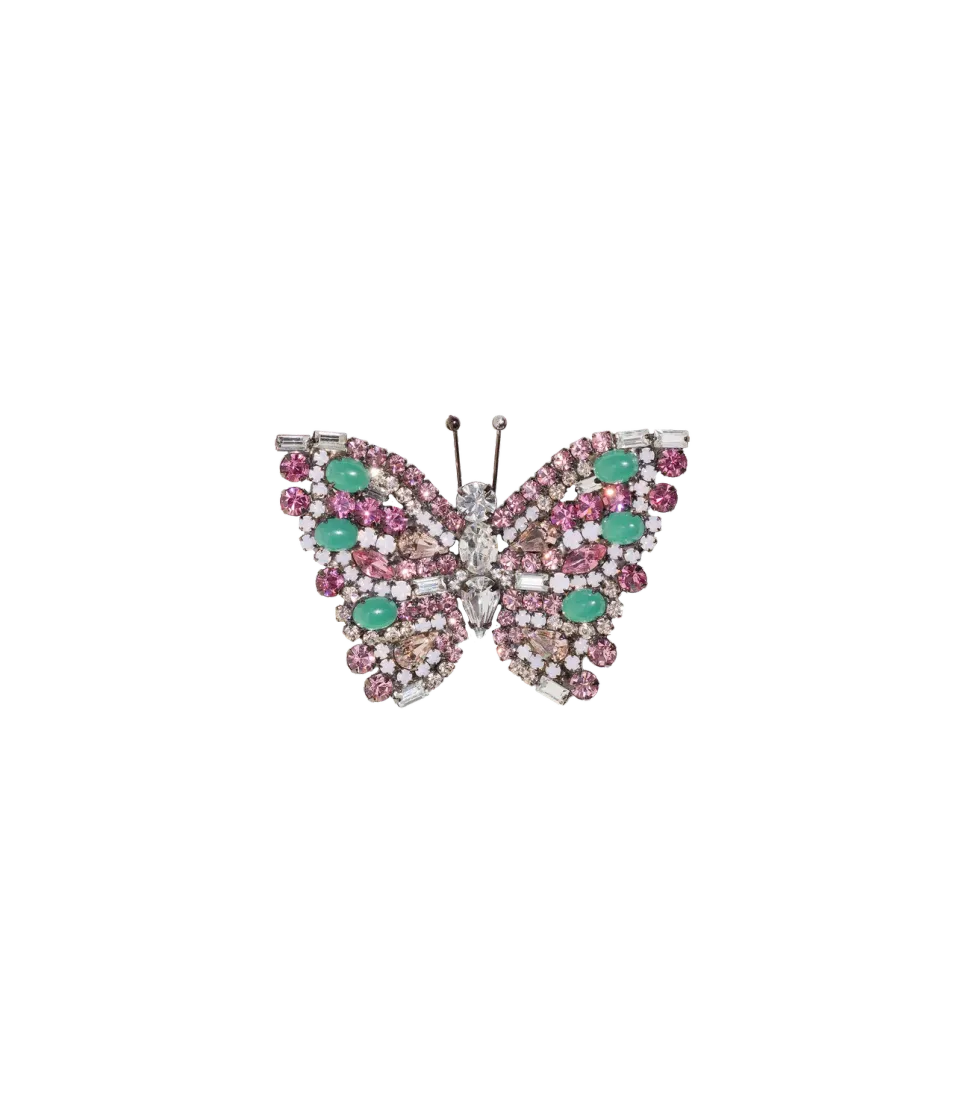 Loren Hope Small Butterfly brosje chrysoprase rose