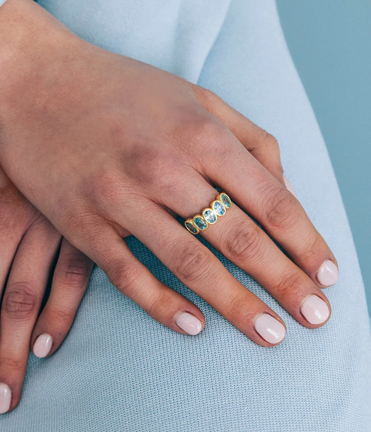Loren Hope Aurelia Ring aqua gullring