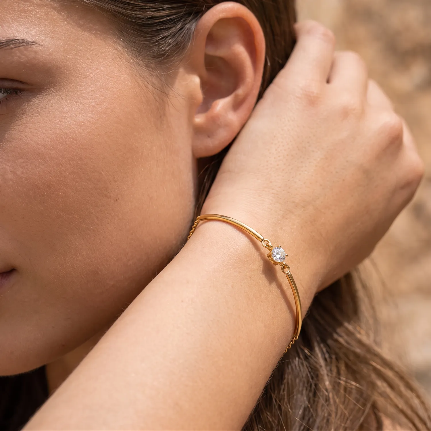 IOAKU Linear Crystal armbånd gull rustfritt stål