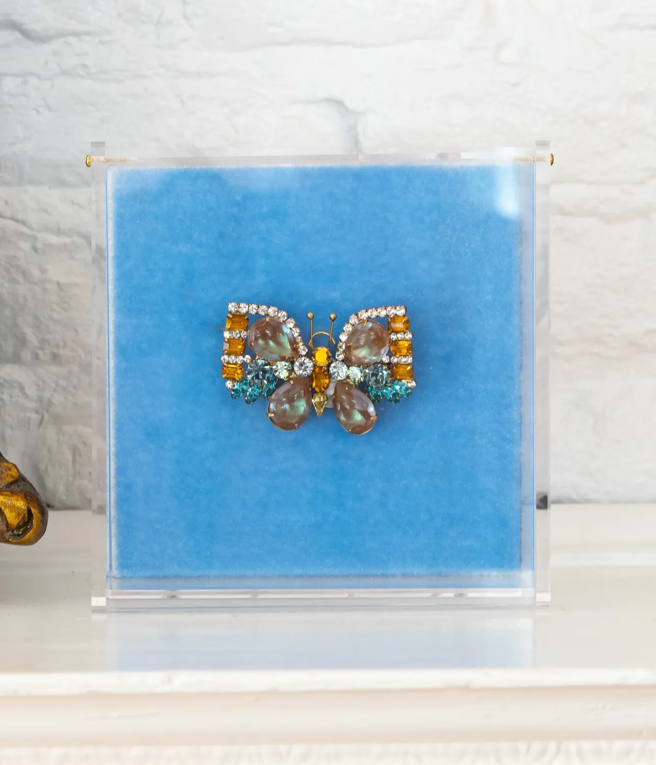 Loren Hope Butterfly Small brosje aqua topaz crystal