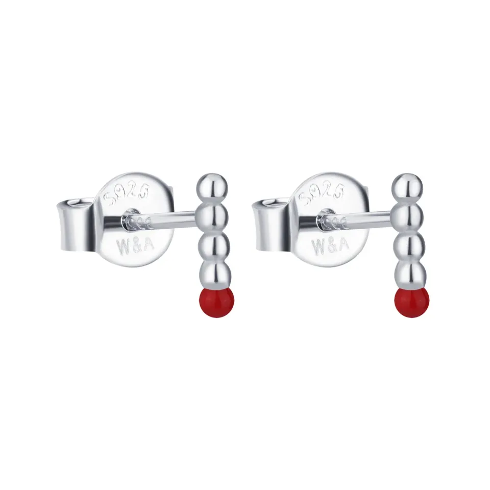 Wioga Dots E-8513-S øreringe rød sølv 0,7 cm emalje