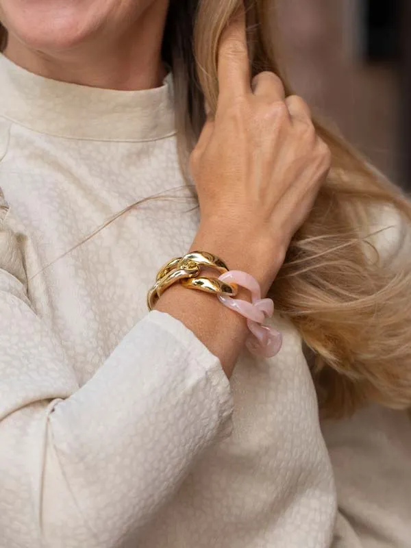 pfg Stockholm Avenue armbånd rosa resin gull